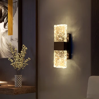 Jmzm модерен кристал, с монтиран на стената лампа, черен, с монтиран на стената лампа за вътрешно коридор, нощно шкафче за спалня, декорация за всекидневната, led лампа-сутиени, баня