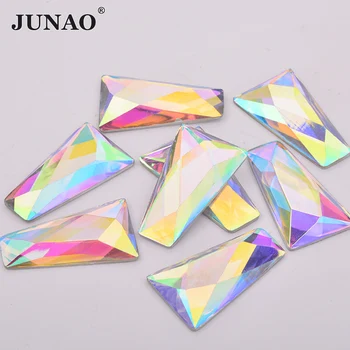 JUNAO 13*27*44 мм-Големи акрилни кристали AB, апликация, необичайни камъни, не е за шиене, камъни с плоска задна част, диамантени кристали