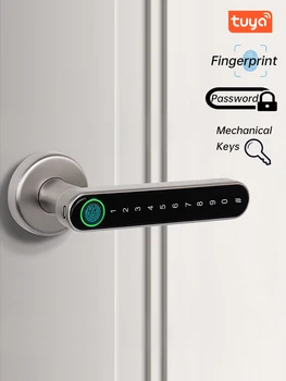 KAK интелигентна система за заключване на вратите с отпечатъци от пръсти, черно биометрични система за заключване на вратите, парола, заключване на вратата без ключ, с дръжка, обков за врати за сигурност