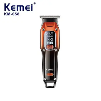 Kemei KM-658 професионален мъжки машинки за стригане led дисплей 0 мм тримери за коса на плешив електрическа акумулаторна машина за подстригване на коса