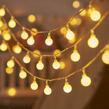 Led Гирлянди, Мини-Топка Страхотна Венец Светлина Външна Околна Лампа за Празника на Сватба Парти Украса Двор Осветление Струни