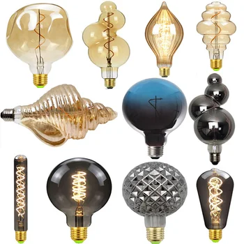 Led лампа BulbRetro G125 Stone Big Earth Bulb 4 W опушен-сив 220-250 В Led лампа с нажежаема жичка за украса на Edison Bulb