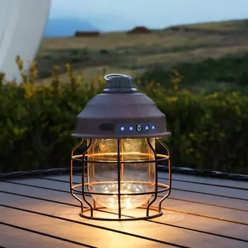 Led лампа за къмпинг, Акумулаторна батерия с променлив режим на осветление метален фенер за къмпинг окачен ретро лампа IPX4 Преносим лампа за палатка на открито