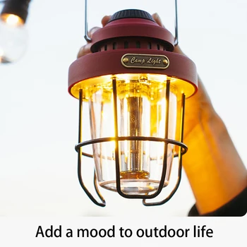 Led лампа за къмпинг, преносим ретро фенер, окачен украшение, водоустойчива акумулаторна лампа, украса за туризъм, зелен