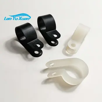 Longsan Пластмасови стандартни резервни части фабрика доставка на R-тип найлонов кабелна скоба Бял черен защита на околната среда пожароустойчивост