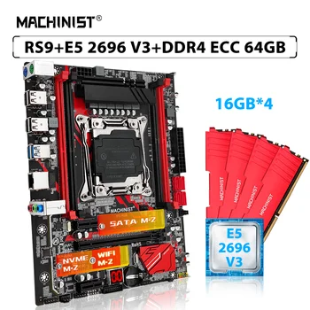 MACHINIST X99 RS 9 Комплект на дънната платка LGA 2011-3 Комбиниран комплект Xeon E5 2696 V3 Процесор на 4 бр. * 16 GB = 64 GB ECC DDR4 Оперативна памет NVME M. 2