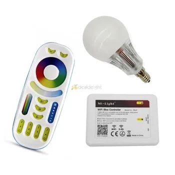Mi.Light E14 5 W RGB + CCT Цветна Температура Регулируема Интелигентна Led Лампа FUT013 + 4-зонный LED RF дистанционно управление + WL-Box1 Wifi