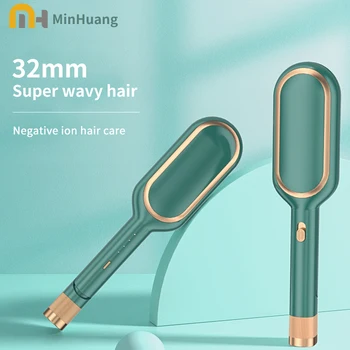 MinHuang Нови 32 мм къдрене маша за коса, инструменти за полагане на големи по обем, извиване, пухкави, устойчиви корона за полагане на яйца