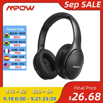 Mpow H19 IPO Bluetooth 5,0 Слушалки с активно Шумопотискане Лесна Безжична Слушалка CVC 8,0 Микрофон 30 часа възпроизвеждане на Бързо Зареждане