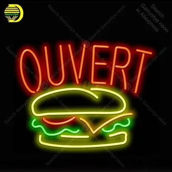Ouvert с Неонова светлинна Табела за Хамбургери, Ресторант, Неонова Лампа, Декор за Магазин, Кафе Неонова лампа, anuncio luminoso Atarii, Дропшиппинг
