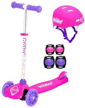 Rise Above Jr. 3-колесен скутер разход - сладки розово - Скутер, каска, коленете и лактите подложки Градска работа на Ученик спорт на открито