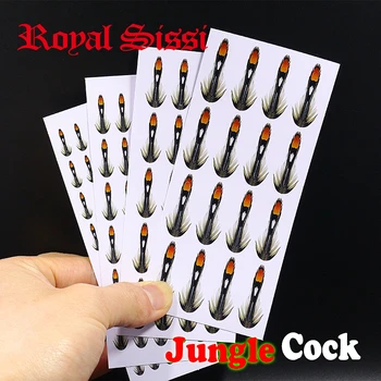 RoyalSissi комплект от 12 листа синтетични пера, заменящи петел в джунглата, лист 4 размера, материали за плетене мухи с мокра муха и шарките на сьомга