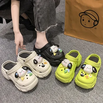 Sanrio Pachacco Обувки с дупки, сандали, чехли, нескользящие, за помещения и на улицата, аниме, Kawai, ЕВА, на мека дебела подметка, летни плажни подаръци за момичета