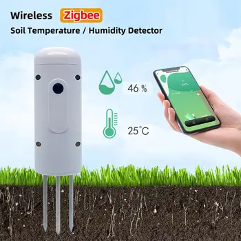 Sasha Zigbee Безжичен влага на почвата, тестер за температура и влажност на въздуха, наблюдение на растения, водоустойчив детектор IP67 за засаждане в градината