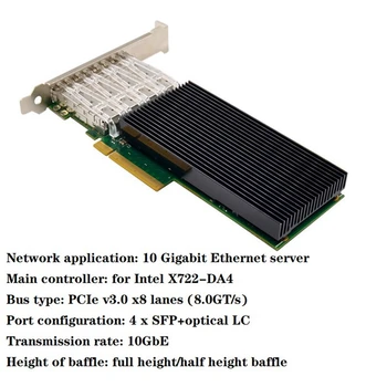 ST7329 X722-DA4 Pcie X8 10GbE Server Оптична мрежова карта 10G SFP + Сървър Оптоволоконная мрежова карта IWARP RDMA