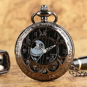 Steampunk выдалбливают случай череп циферблат за мъже за жени Ретро аналогови кварцови часовници джобни верижки и колиета окачване верига подарък за Коледа часовници