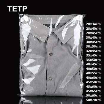 TETP 100 бр. прозрачна опаковка за тениски, самозалепващи чанти, домашни панталони за пътуване, кърпи за баня, подарочное украса, целофан OPP