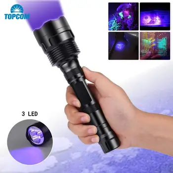 Topcom Мощен 18 W 365 нм 395нм LED UV Фенерче с 3 LED Ултравиолетова Светлина Твърд Светлина, UV-Факел С Черен Плат Catch Scorpion