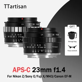 TTArtisan 23 мм F1.4 Обектив с ръчно фокусиране за Sony E-Mount a6300 Fuji XA XT3 XE Canon M6 Panasonic Olympus M43 Nikon Z30 Z50