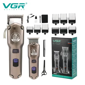 VGR Нова мощна машина за подстригване на коса с постепенното фейдером, двухсекционная машина за подстригване на коса с LCD дигитален дисплей, V-675