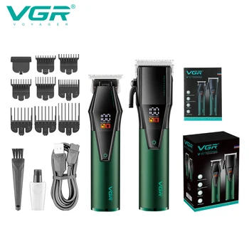 VGR тример за коса, професионална машина за рязане, електрическа безжична машина за подстригване на коса, подстригване, с цифров дисплей за мъже, V-677