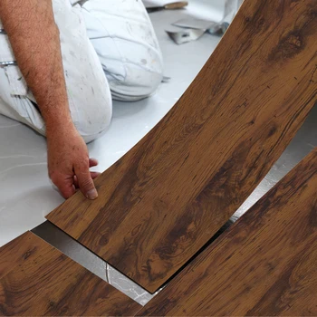 Vinyl плочки на пода, кафява хартия за контакт с дърво, PVC самозалепващи се тапети за дървени плоскости, дебели, лесно почистваща стенни покрития