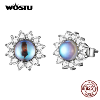 WOSTU, стерлинговое сребро 925 проба, прости ослепителни обеци-карамфил със слънцето и ярка Луна за жени, вечерни модни бижута, подарък CTE570