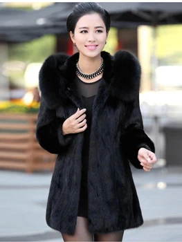 ZADORIN 4XL дамско зимно палто Модно ежедневното топло палто от изкуствена кожа с качулка, висококачествени дамски кожени якета, черно палто