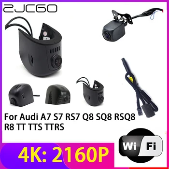 ZJCGO 4 ДО 2160 P Записващи устройства Dvr за кола Камера, 2 Обектива Регистратори Wi Fi Нощно Виждане на Audi A7 S7 RS7 Q8 SQ8 RSQ8 R8 TT TTS TTRS