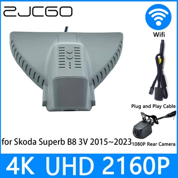 ZJCGO Dash Cam 4K UHD 2160P Автомобилен Видеорекордер DVR за Нощно Виждане за Skoda Superb B8 3V 2015 ~ 2023