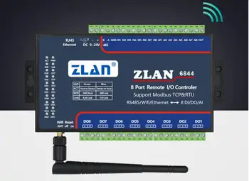 ZLAN6844 RS485 Wifi Ethernet RJ-45 8-канален DI AI DO RS485 Модул за вход-изход Modbus RTU събиране на данни модул платка за дистанционно управление