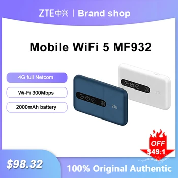 ZTE Мобилен WiFi 5 MF932 Рутер Преносим Модем 4G Wi-Fi Сим-карта Mifi 300 Mbit/с Усилвател на сигнала 2000 mah Външна Точка за Достъп Джоба