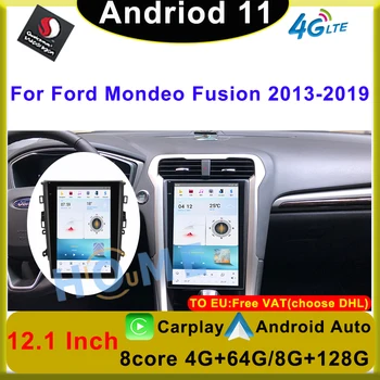 Автомобилен GPS навигатор с вертикален екран в стила на Android 11 Tesla за Ford Mondeo-Fusion 2013-2019, автомагнитола, стерео уредба, мултимедиен плеър