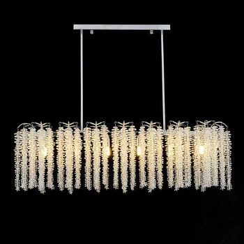 Американската луксозен полилей за всекидневната, правоъгълна лампа за хранене, дизайнерски стил, кристален полилей с пискюли, декоративна полилей