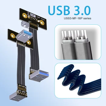 Антена FPV USB 3.0 Type A От мъжете към USB A Женски Гъвкав Плосък Лентов Кабел за Високоскоростен Екраниран Тънък 90 Градуса Адаптер С Дупки за винтове