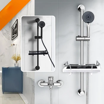 Барабани за подвижен душ с лифта за рафтове в банята, разтегателен кран за баня, черен хром 