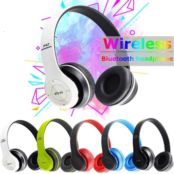 Безжични слушалки P47, слушалки, Bluetooth 5.0, сгъваема бас каска, подкрепа TF карта, за всички телефони, PC, PS4 с микрофонными слушалки