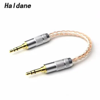 Безплатна доставка Haldane 10 см 8Croes Мед Сребро Разход 3,5 мм Plug 3.5 мм Мъжки Стерео Аудио Hifi аудио кабел AUX Adapte Кабел