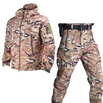 Бойна форма, тактически якета, мъжки панталони, военни дрехи, флисовые якета, мъжки водоустойчив спортни костюми за къмпинг, палто с качулка, термальность