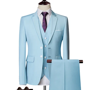 Бутик 6XL (блейзър + жилетка + панталони) Джентълмен в британския стил, елегантен модерен просто бизнес ежедневие тънък официален костюм от 3 теми