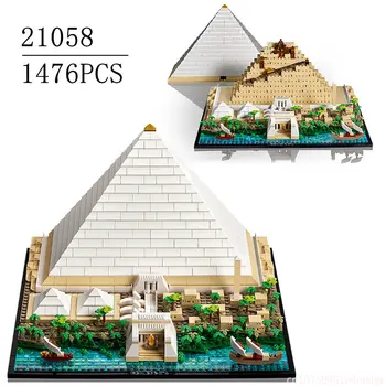 В наличност 1476 бр. Великата Пирамида в Гиза Модел Градивен елемент на Набор от Съвместими 21058 Сам Събрани Тухли Детски Играчки, Подарък За Рожден Ден