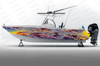 Векторни цветни ленти геометрична абстракция стикер на лодката Опаковка лодка за риболов винил модифицирани водоустойчив декоративни стикери за лодка