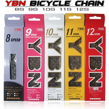 Велосипедни Вериги YBN МТБ Планински Пътен под Наем Chians 11 Статия Куха Велосипедна Верига 116 Звена Сребрист Цвят S11S с липсващо звено за m7000 XT