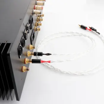 Висококачествен аудио кабел RCA 4AG, позлатен RCA конектор-RCA, сребърна тел, удължител за CD-усилвател