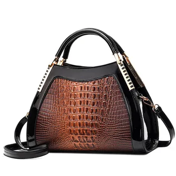 Висококачествена Кожена Модни Ръчна чанта През рамо с Крокодиловым Модел, Женствена чанта През рамо, Универсална Портативна чанта