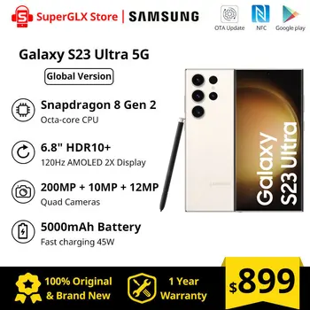 Глобалната версия на Samsung Galaxy S23 Ultra 256 GB / 512 GB Snapdragon 8 Gen 2 120 Hz AMOLED Дисплей 200 Mp Четириядрени Фотоапарат Samsung s23 ultra