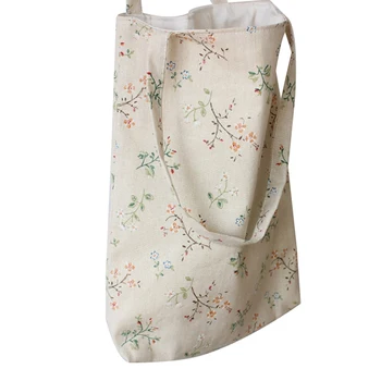 Дамски реколта чанта от памук и лен, чанта за пазаруване, на плажната чанта за пътуване