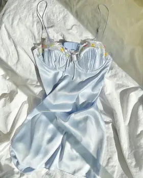 Дамски секси коприна нощница, дамско бельо, пижамный комплект, пижами