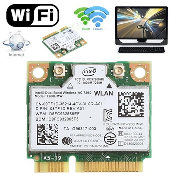 Двухдиапазонная безжична мини-карта на PCI-E Bluetooth 4.0 за intel 7260 AC DELL 7260HMW