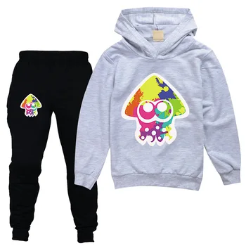 Детска hoody Splatoon 2 с качулка, детска hoody + панталони за джогинг, комплекти от 2 теми, спортен костюм с осьминогом от картун за момчета, комплект ежедневни облекла за момичета